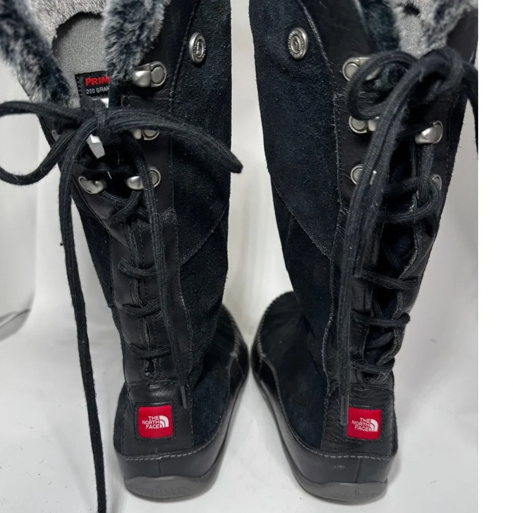 The North Face Black Suede PrimaLoft Insulated Faux Fur Tall Boots Womens 9 AHDZ